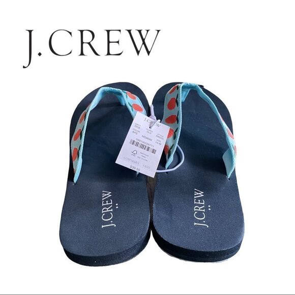 NEW J. Crew Women's Orange Aqua Peach Flip Flop Sandals - Picture 4 of 5
